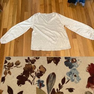 White satin cheetah long sleeve silky blouse.